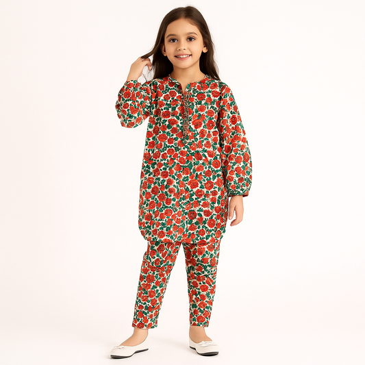 Girl suit cotra fabric