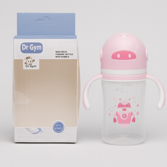 Wide neck feeding bottle with hamble